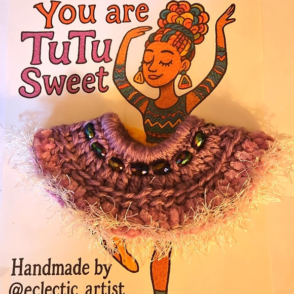 Balletcore Tutu Scrunchie Handmade Purple Ballerina Bun accessory Upcycled Beads - Picture 5 of 17